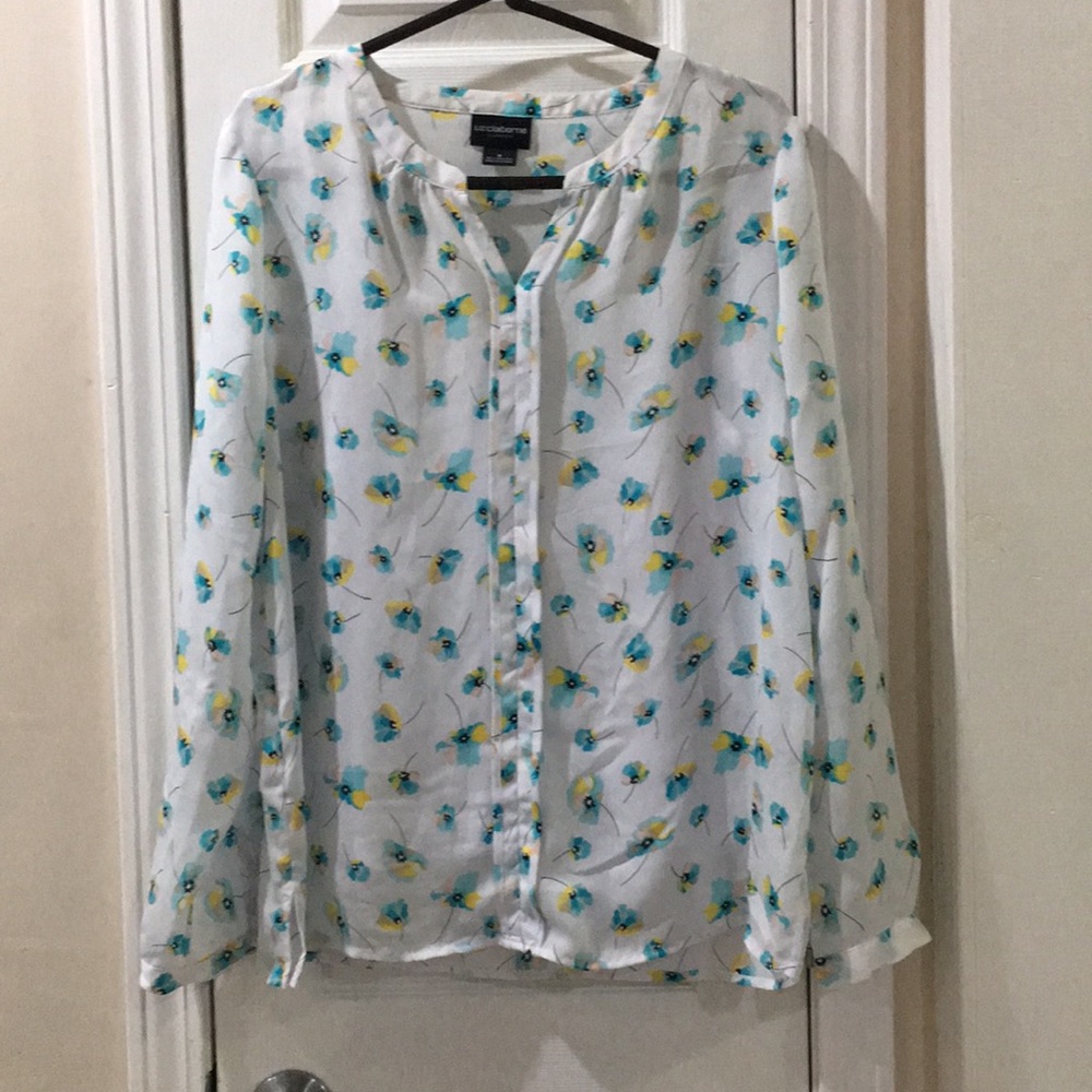 Liz Claiborne career floral print long sleeved top
